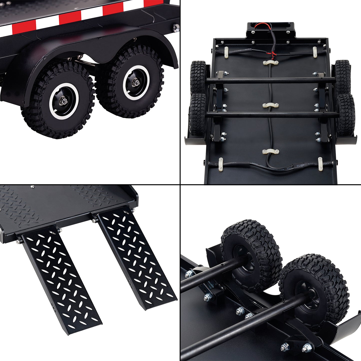 TCRC Full Metal Truck Trailer with Simulated Reflective Stickers For 1/16 1/18 1/24 RC Crawler Car