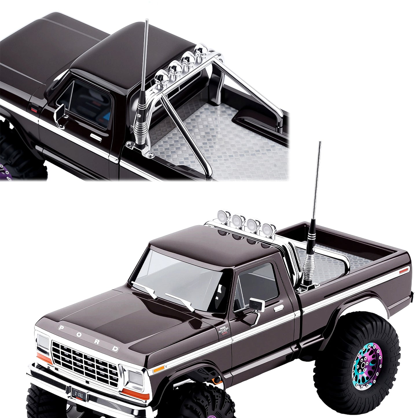 TCRC 80mm&100mm Decorative RC Car Hard Spring Antenna with GR5 Titanium Mast Set for 1/24 1/18 RC Crawler Car