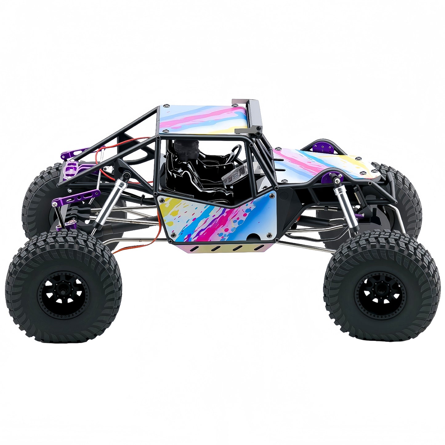 TCRC Splash Anodizing Aluminum RC Body Guard Armor Protective Shell Plate with Roof White LED Light Bar Set for Axial 1/8 AXP8 Gilamon Trail Buggy