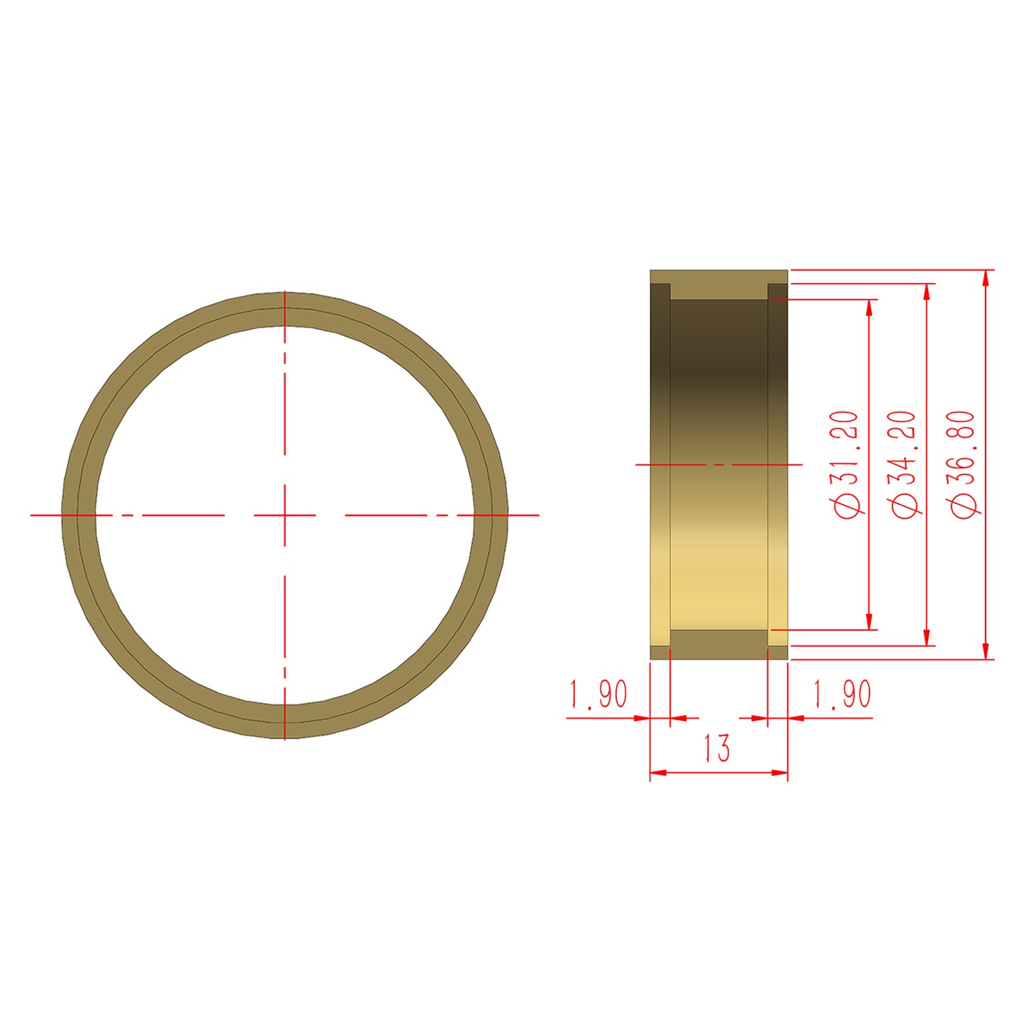 TCRC 4PCS Brass Internal Beadlock Ring Clamp Ring Fit Narrow RC 1.3inch Wheel Hubs