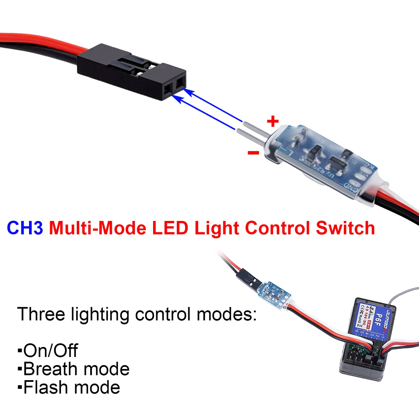TCRC 2PCS RC Light Control CH3 Multi-Mode LED Light Control Switch