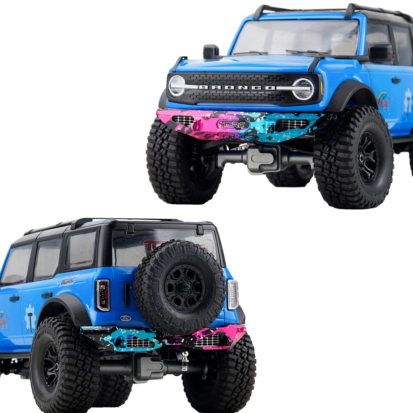 TCRC Aluminum Front and Rear Bumpers Set for 1/18 TRX4M Bronco