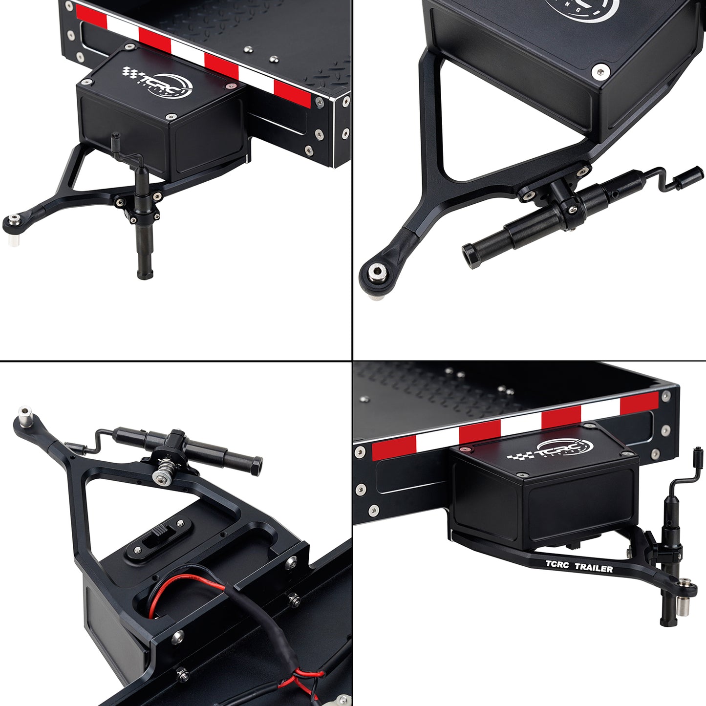 TCRC Full Metal Truck Trailer with Simulated Reflective Stickers For 1/16 1/18 1/24 RC Crawler Car