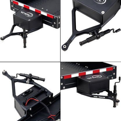 TCRC Full Metal Truck Trailer with Simulated Reflective Stickers For 1/16 1/18 1/24 RC Crawler Car