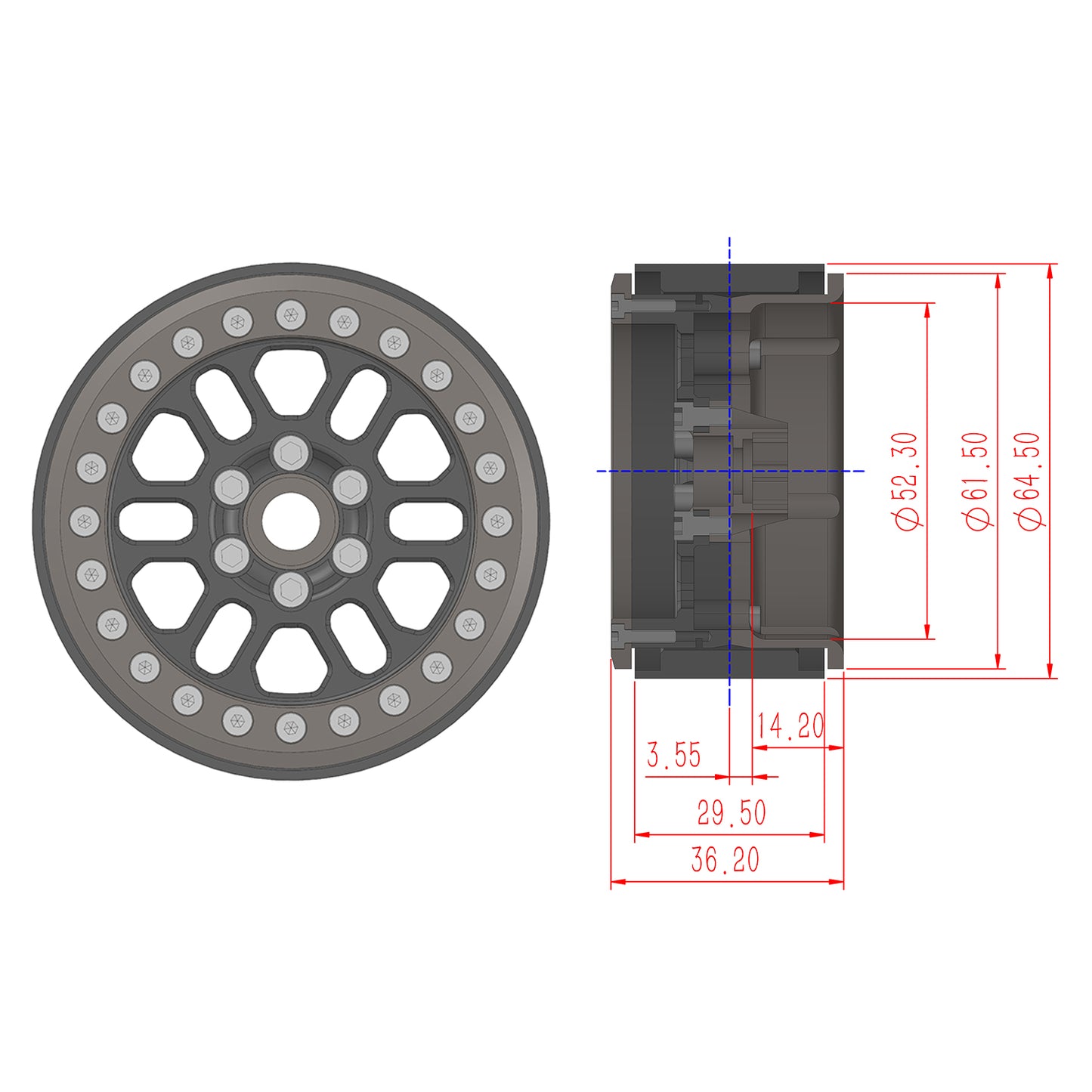 TCRC Splash Anodizing Aluminum 2.2 Inch Beadlock Wheel Hubs