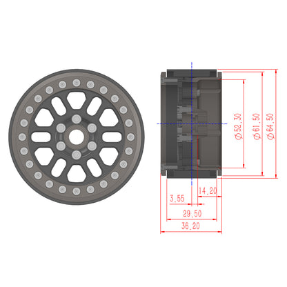 TCRC Splash Anodizing Aluminum 2.2 Inch Beadlock Wheel Hubs