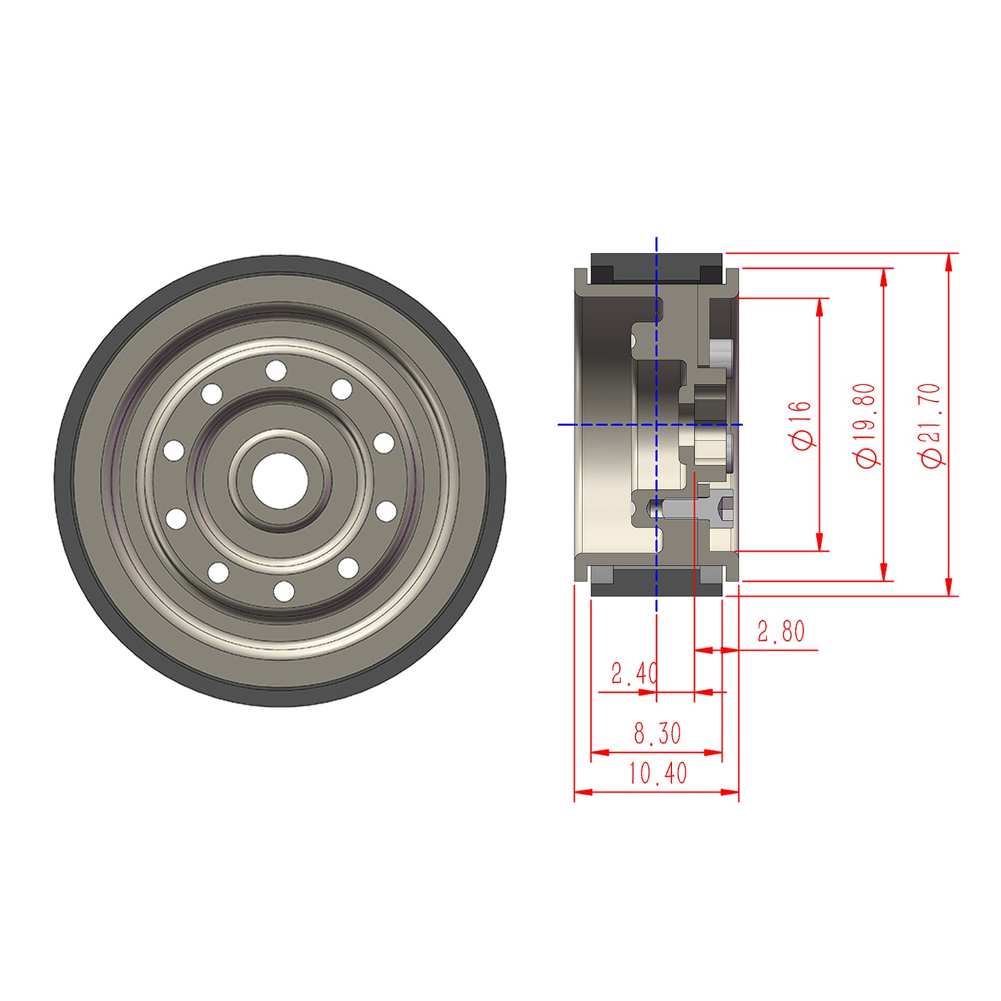 TCRC Deep Dish Aluminum 0.7inch Beadlock Wheels Hubs for 1/30 Axial SCX30 1/32 Redcat Ascent-32