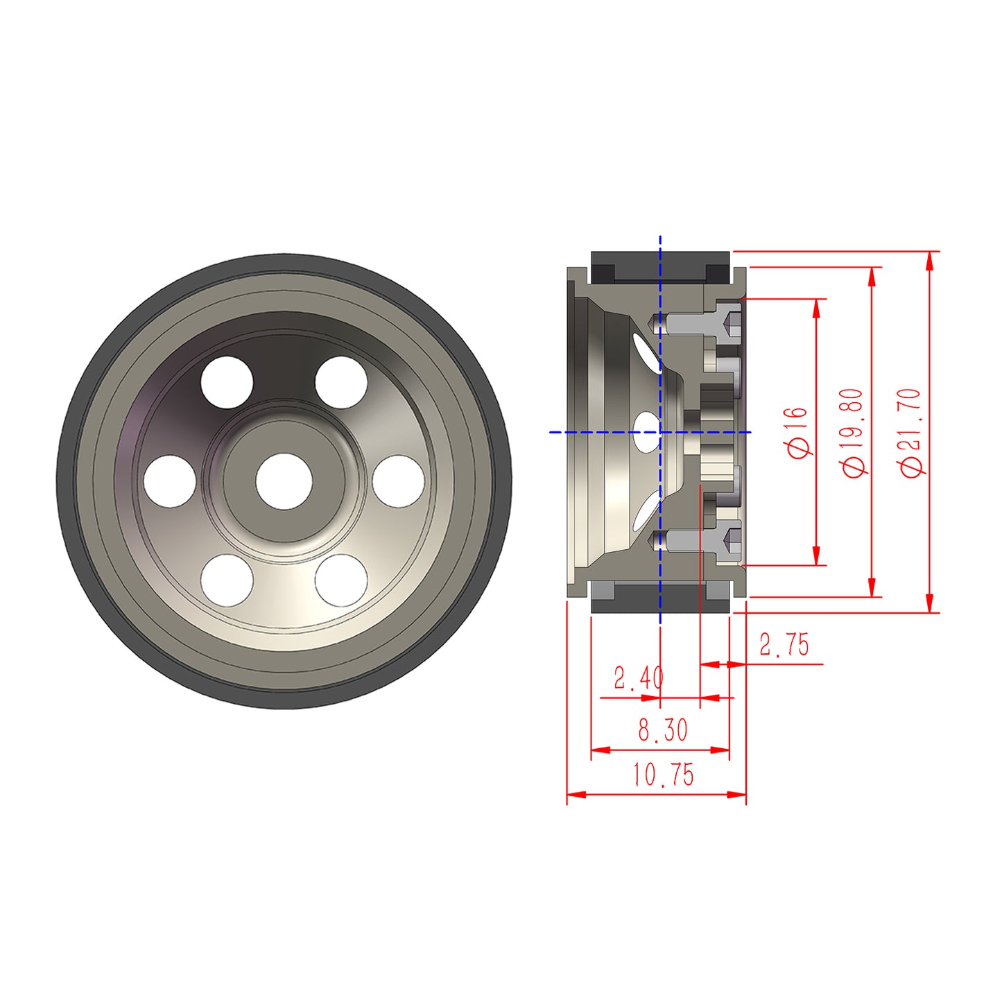 TCRC Deep Dish Aluminum 0.7” Beadlock Wheels Hubs for 1/30 Axial SCX30 1/32 Redcat Ascent-32