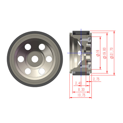 TCRC Deep Dish Aluminum 0.7” Beadlock Wheels Hubs for 1/30 Axial SCX30 1/32 Redcat Ascent-32