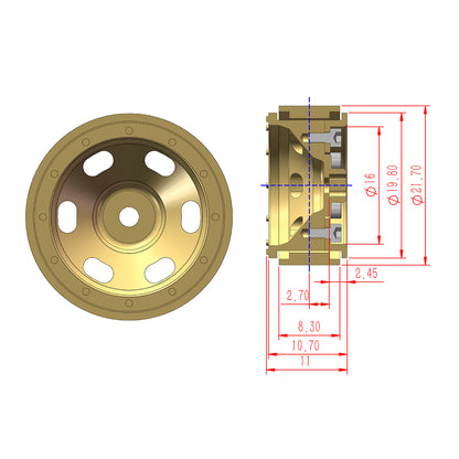 TCRC Deep Dish Brass 0.7inch Beadlock Wheels Hubs for 1/30 Axial SCX30