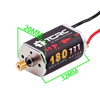 TCRC Metal 180 77T High Torque Speed Reduction Brushed Motor with Brass 11T Pinion for 1/18 HPI Venture18 TRX4M Defender Bronco Ford F-150 Chevrolet K10 High Trail Crawler