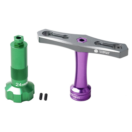 TCRC Interchangeable 17mm & 24mm Wheel Hex Nut Socket Sleeve Wrench RC Spanner Repair Tool For 1/6 1/8 1/10 scale RC Car Trucks Crawler Buggy