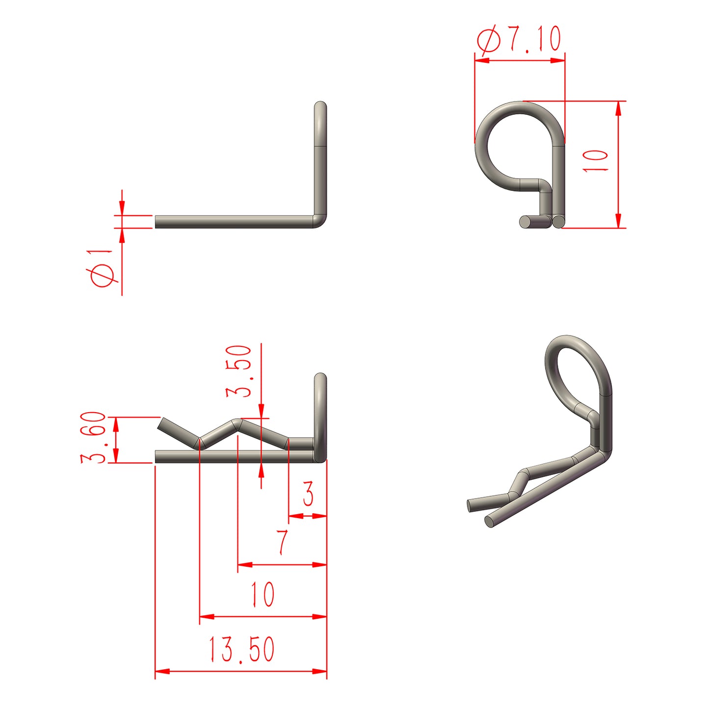 TCRC 120pcs Colorful 90-Degree Angle RC Body Clips Bent Springy Pins(2 sizes-Pack)