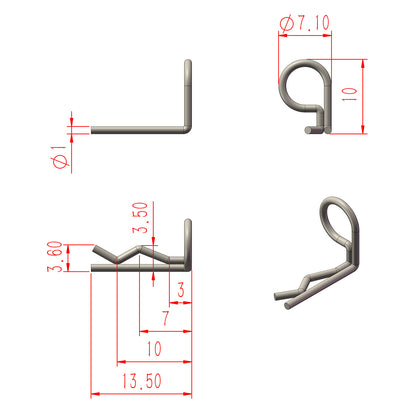 TCRC 120pcs Colorful 90-Degree Angle RC Body Clips Bent Springy Pins(2 sizes-Pack)