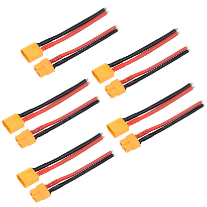 TCRC 5Pairs 100mm Amass XT60 Plug Female and Male Connectors with 14AWG Silicon Wire