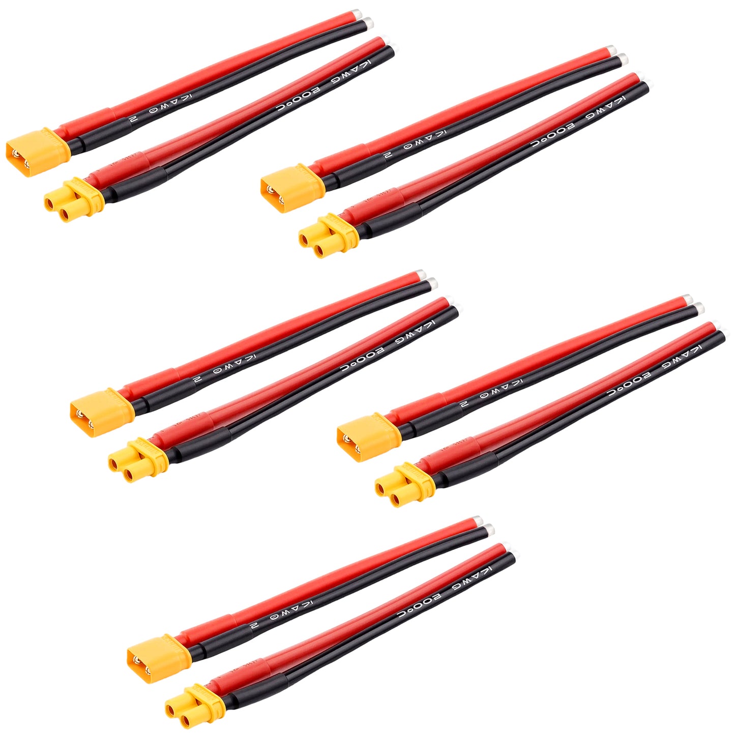TCRC 5Pairs 100mm Amass XT30 Plug Female and Male Connectors with 14AWG Silicon Wire