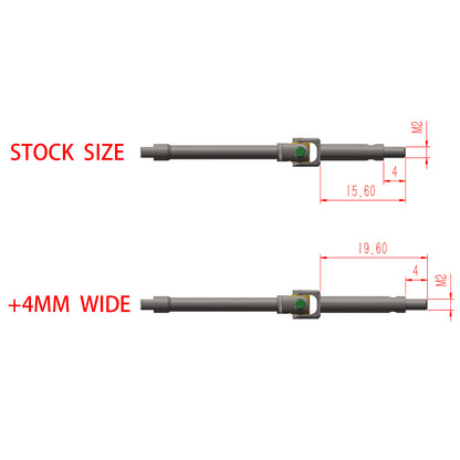 TCRC 2PCS High Steering Angle Universal Grade 5 Titanium U-Joint Axle Shafts +4MM Wide CVD for Axial SCX24 AX24