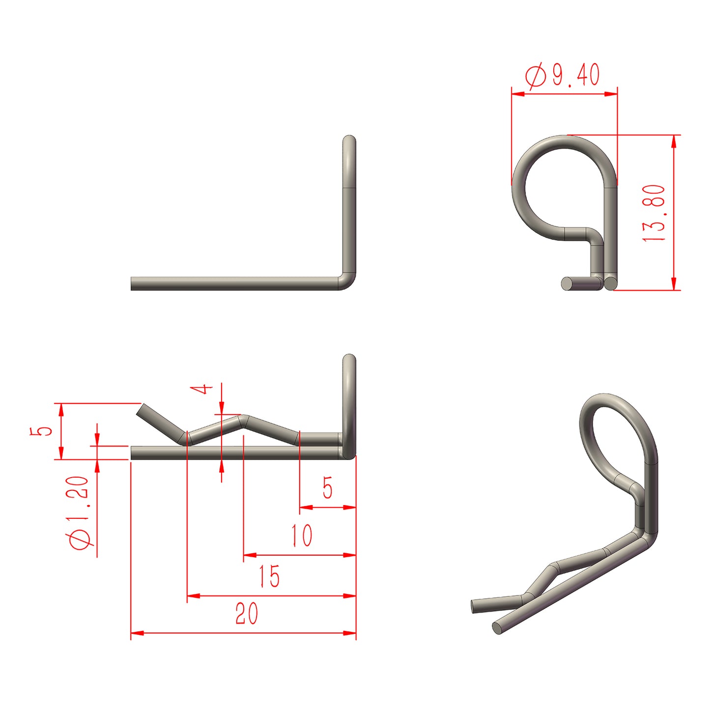 TCRC 120pcs Colorful 90-Degree Angle RC Body Clips Bent Springy Pins(2 sizes-Pack)