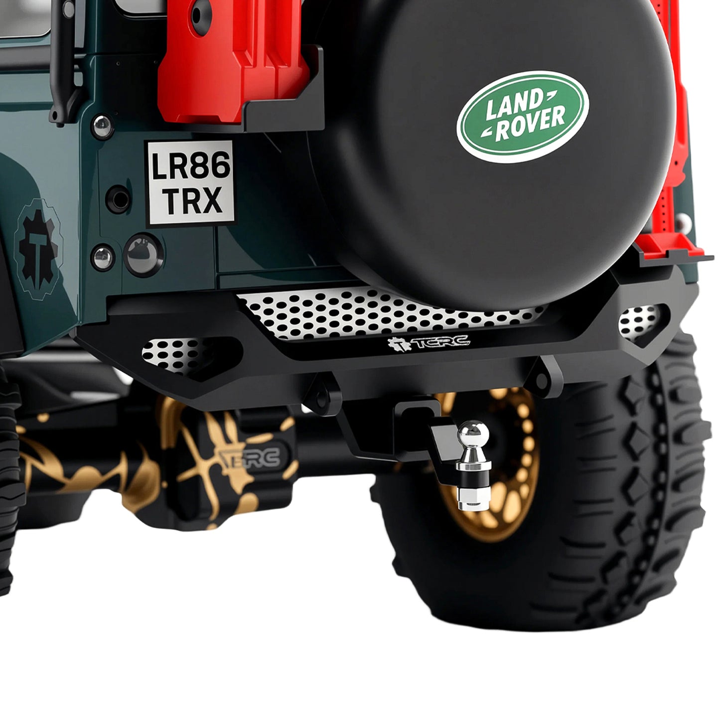 TCRC Metal Rear Bumper with Trailer Hitch for 1/18 TRX4M Defender