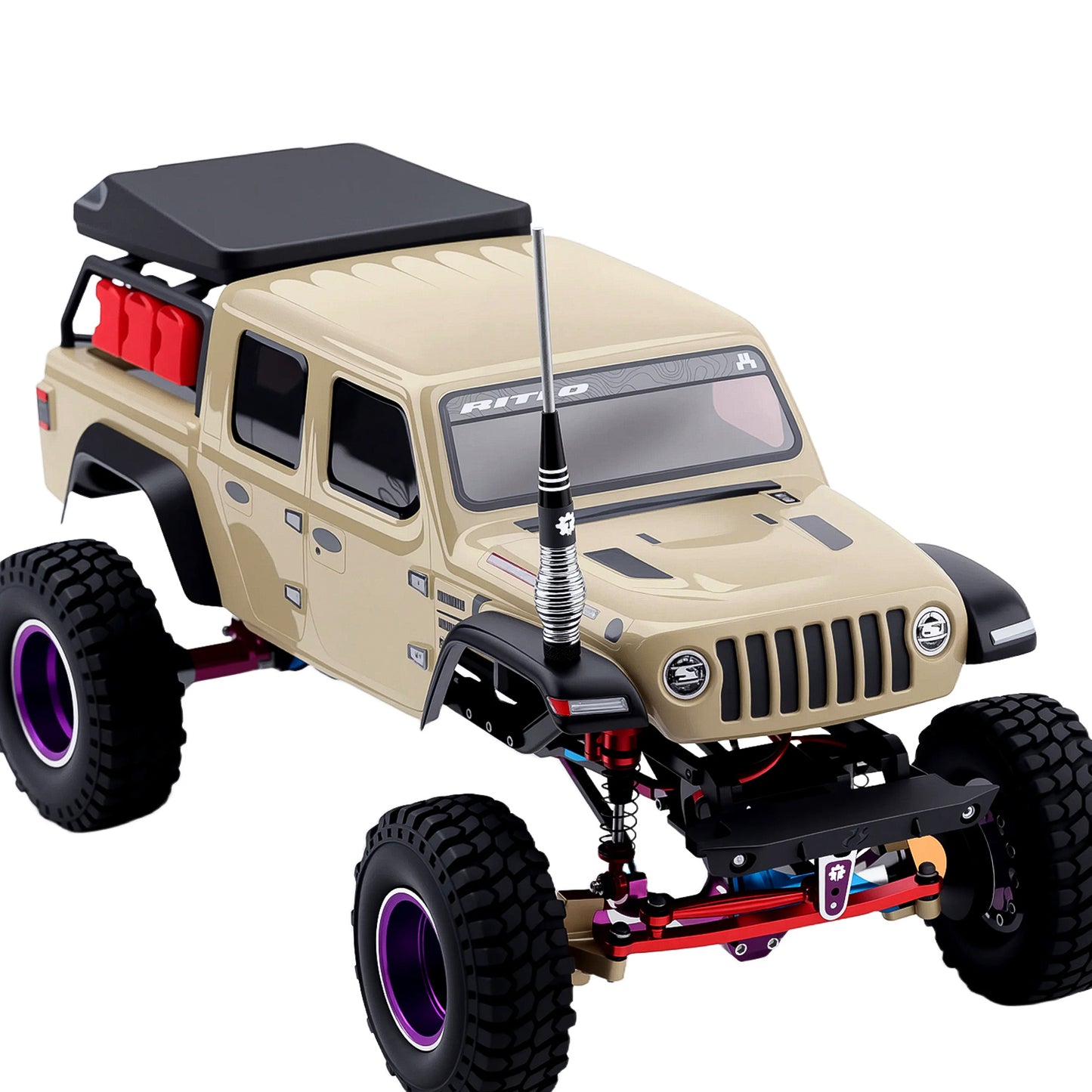 TCRC 80mm&100mm Decorative RC Car Hard Spring Antenna with GR5 Titanium Mast Set for 1/24 1/18 RC Crawler Car