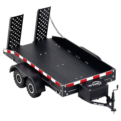 TCRC Full Metal Truck Trailer with Simulated Reflective Stickers For 1/16 1/18 1/24 RC Crawler Car