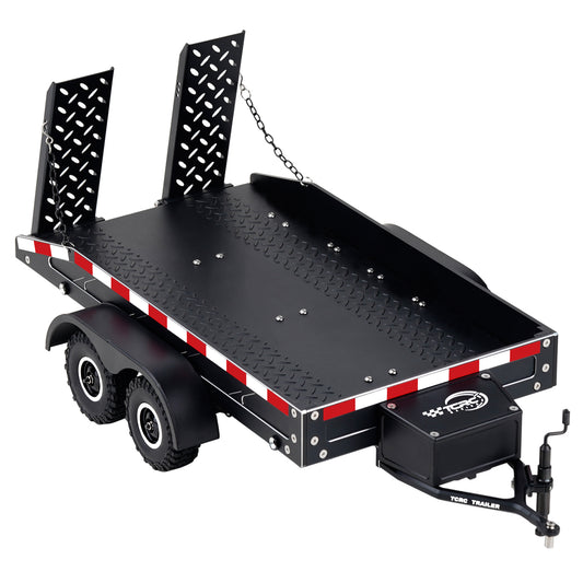 TCRC Full Metal Truck Trailer with Simulated Reflective Stickers For 1/16 1/18 1/24 RC Crawler Car