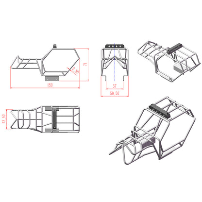 TCRC Metal Roll Cage Body Shell with Aluminum LED Lamp Holder for 1/24 Axial AX24 XC-1
