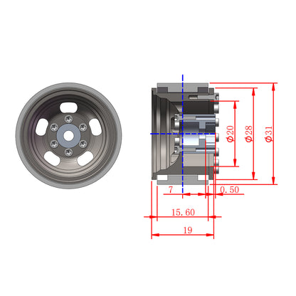 TCRC 4PCS Aluminum Deep Dish 1.0 Inch Beadlock Wheels Hubs