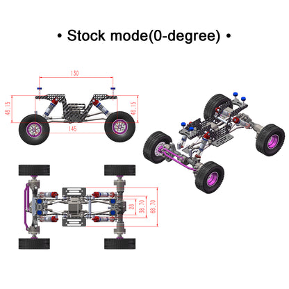 Blue Forged Carbon Fiber LCG Chassis Kit High Gloss Frame Rail for Redcat Ascent-18