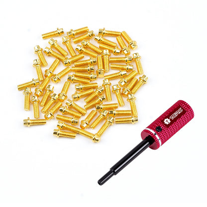 TCRC 75PCS Carbon Steel M1.4x4mm Beadlock Screws with Aluminum Easy Handheld Installation Tool for 1.0inch 1.3inch wheel hubs
