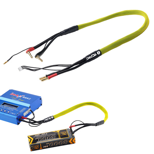 TCRC 1pc 600mm 1s & 2s RC Lipo Battery Charging / Balance Cable Leads with 4mm/5mm Bullet Connector