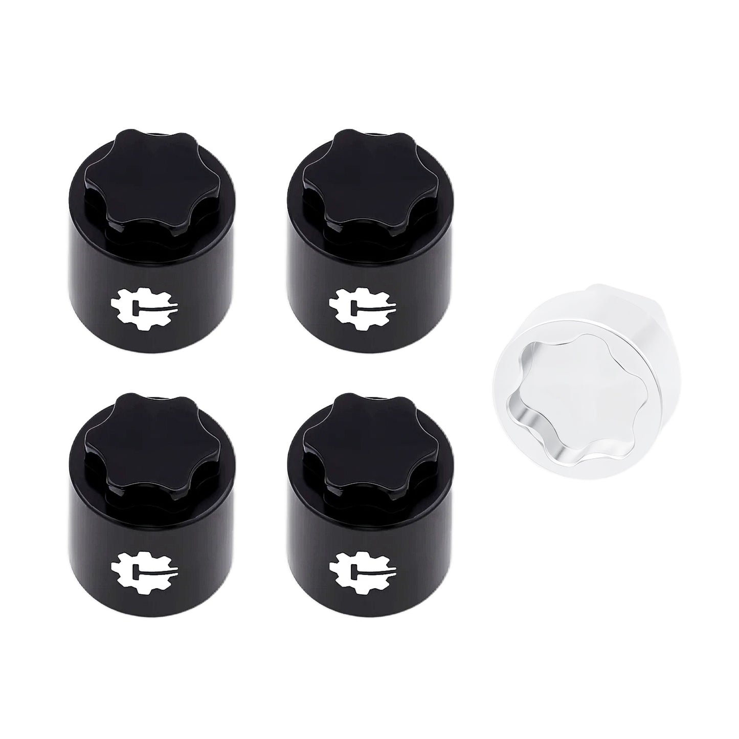 TCRC 4PCS Aluminum M4 Nut Wheel Rim Center Cap Manual Locking Hubs