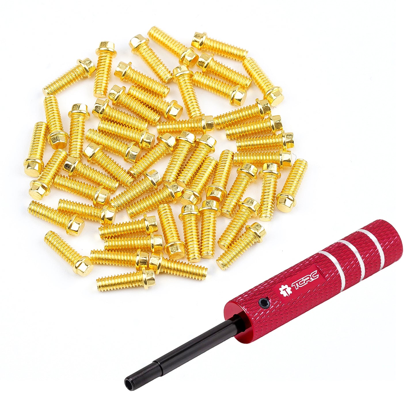 TCRC 75PCS Carbon Steel M2x6mm Beadlock Screws with Aluminum Easy Handheld Installation Tool for 1.9inch 2.2inch wheel hubs