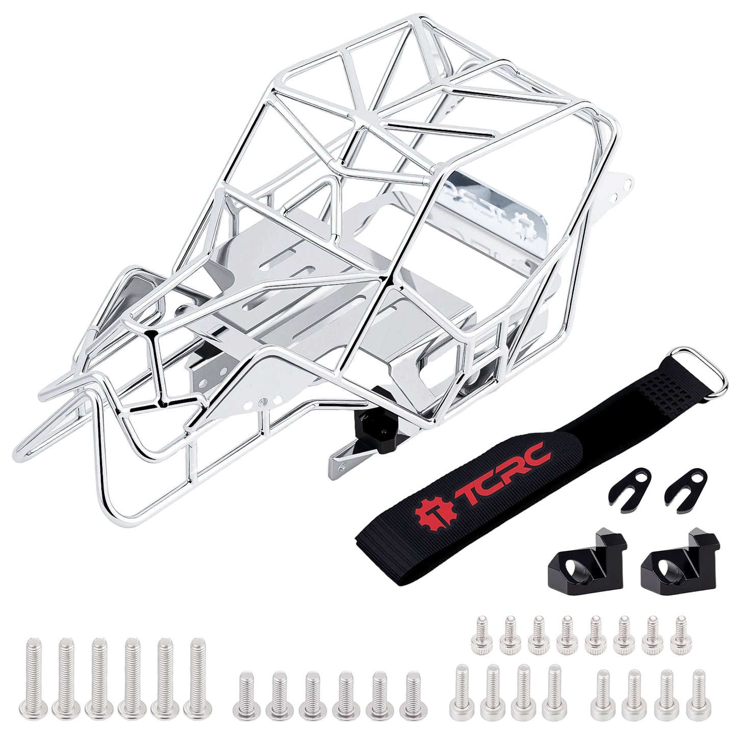 CRC Metal Roll Cage Body Shell with Aluminum LED Lamp Holder for 1/18 TRX4M Defender Bronco Crawler Truck