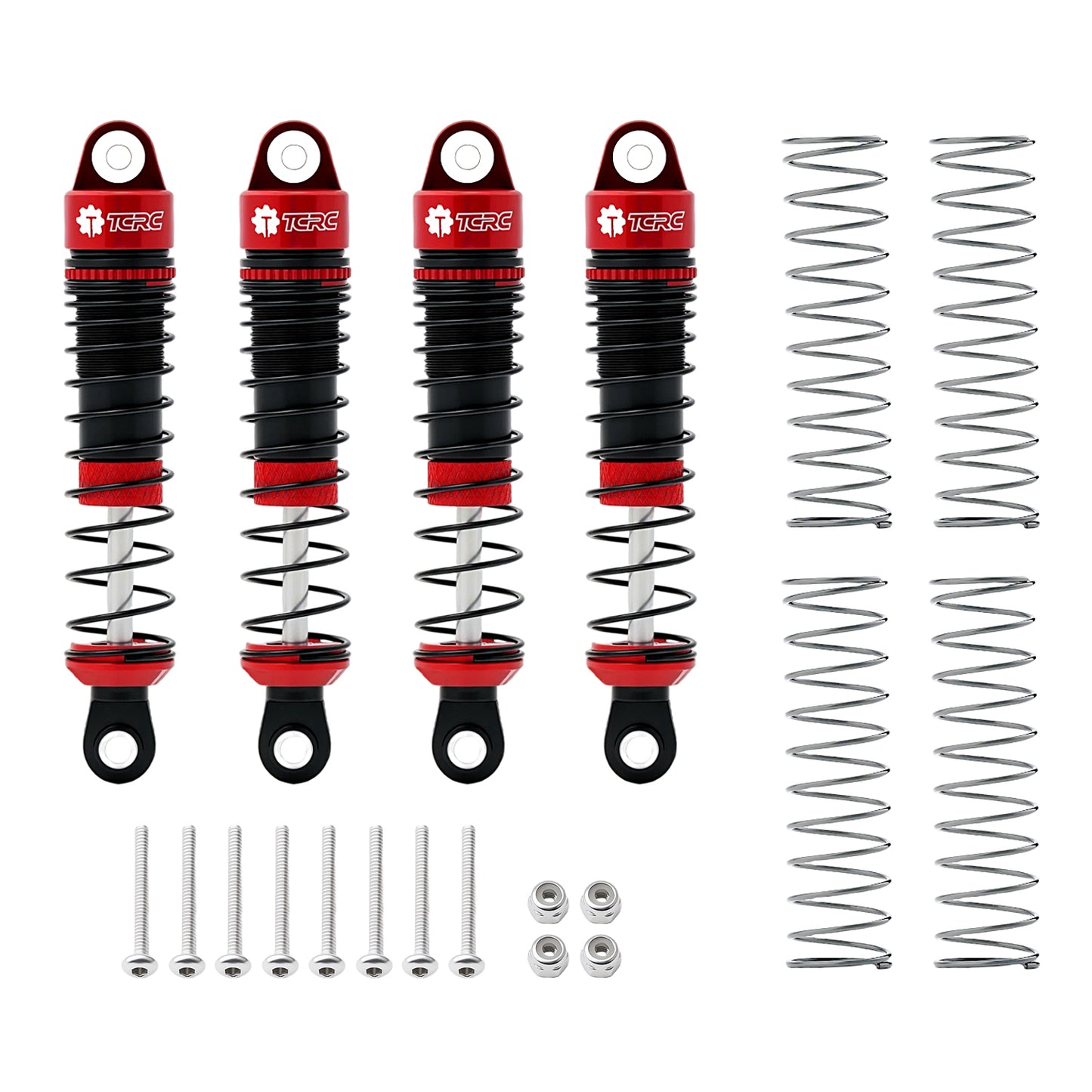 TCRC 4PCS Aluminum RC Oil-filled Shock Absorber Damper Set Replaceable Linear Rate Springs & Progressive Rate Springs for HPI Venture18