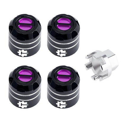 TCRC 4PCS Aluminum M4 Nut Wheel Rim Center Cap Manual Locking Hubs