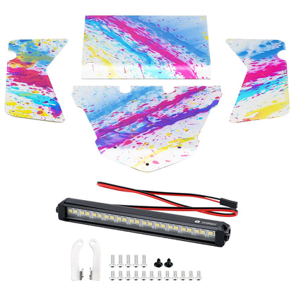 TCRC Splash Anodizing Aluminum RC Body Guard Armor Protective Shell Plate with Roof White LED Light Bar Set for Axial 1/8 AXP8 Gilamon Trail Buggy