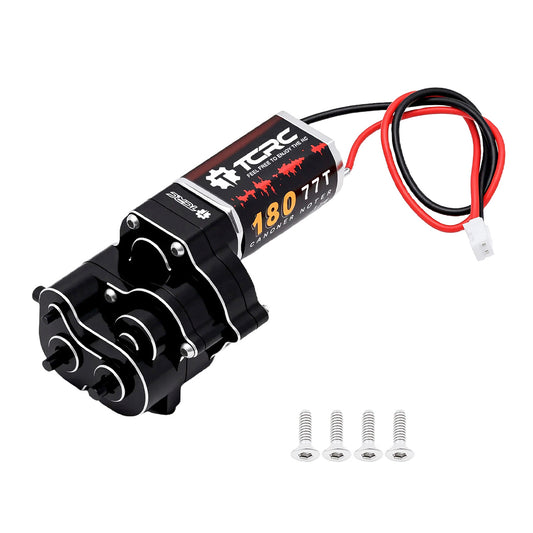TCRC Metal 180 77T High Torque Speed Reduction Brushed Motor w/ 11T Pinion Low Speed Transmission Gearbox w/ Chromoly Steel Integrated Gears Assembly Set for 1/18 HPI Venture18