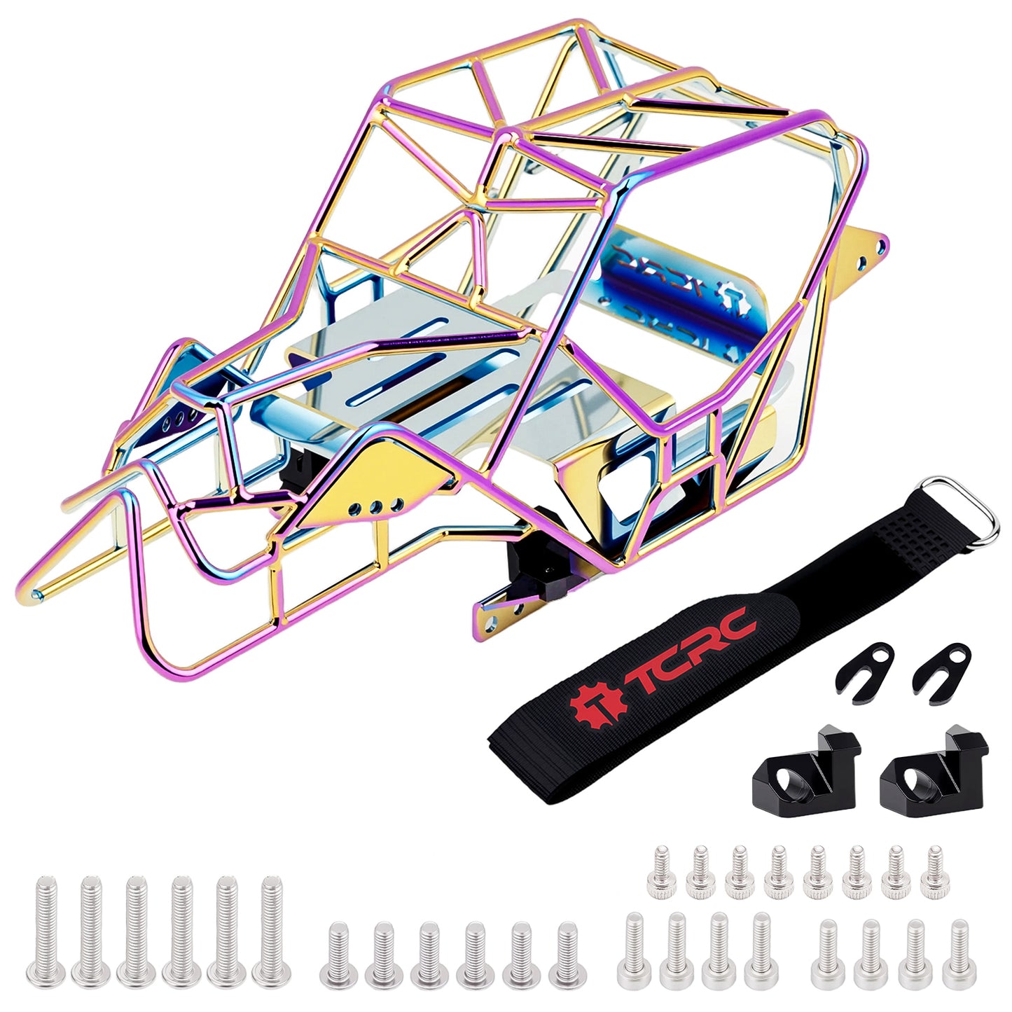 CRC Metal Roll Cage Body Shell with Aluminum LED Lamp Holder for 1/18 TRX4M Defender Bronco Crawler Truck
