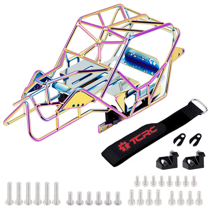 CRC Metal Roll Cage Body Shell with Aluminum LED Lamp Holder for 1/18 TRX4M Defender Bronco Crawler Truck
