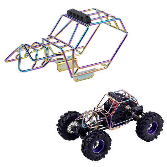 TCRC Metal Roll Cage Body Shell with Aluminum LED Lamp Holder for 1/24 Axial AX24 XC-1