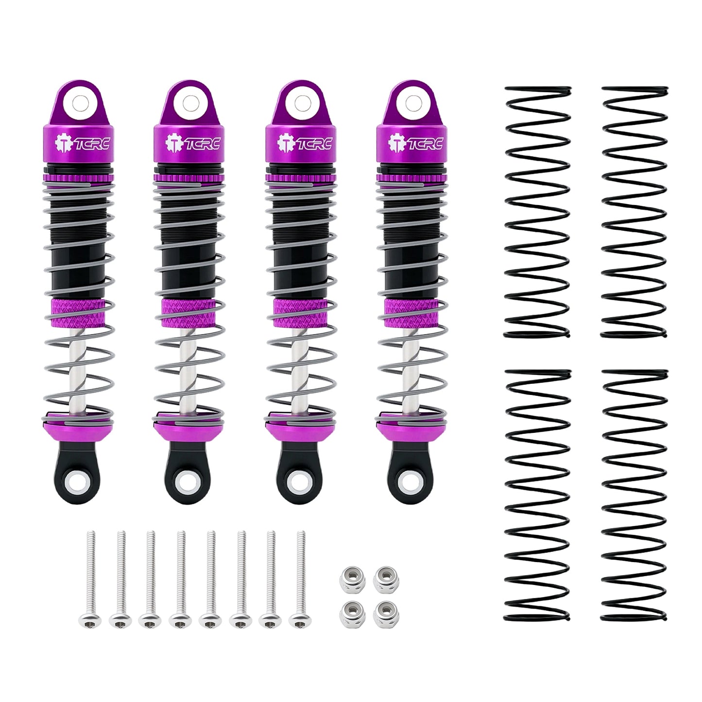TCRC 4PCS Aluminum RC Oil-filled Shock Absorber Damper Set Replaceable Linear Rate Springs & Progressive Rate Springs for HPI Venture18
