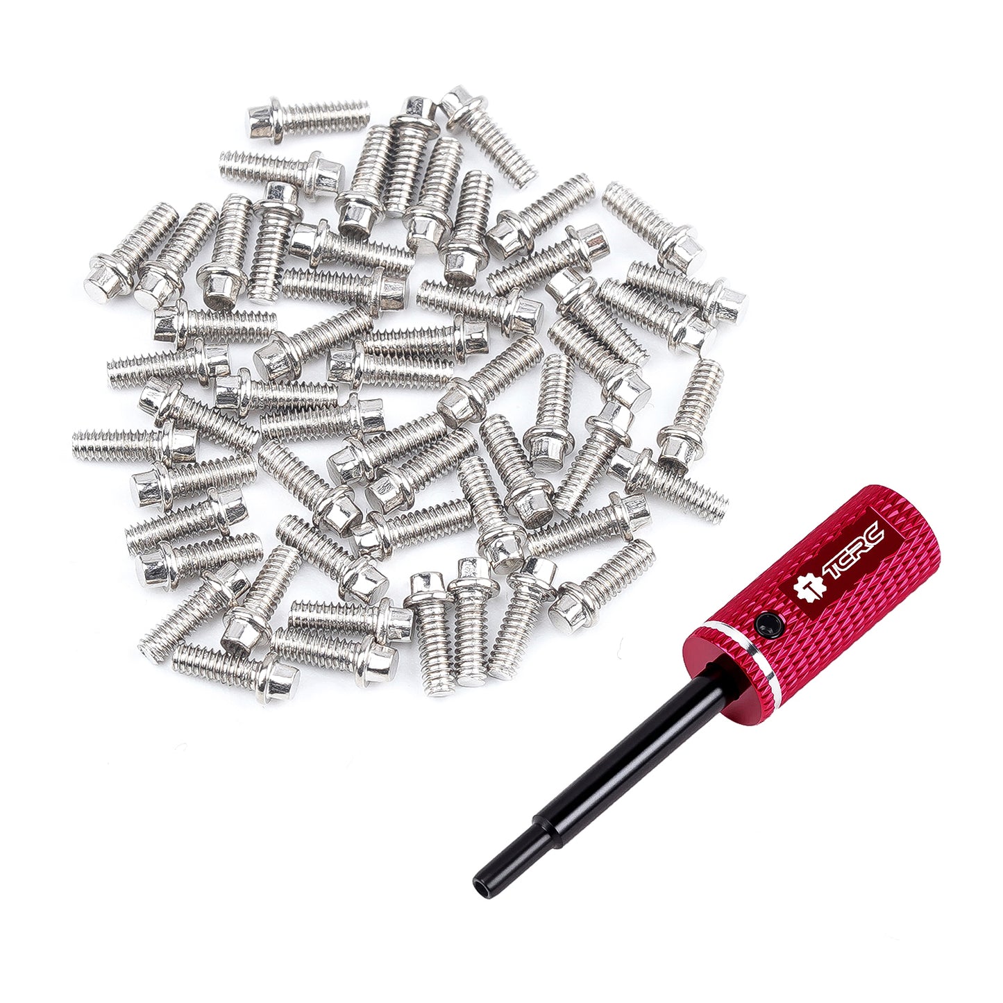 TCRC 75PCS Carbon Steel M1.4x4mm Beadlock Screws with Aluminum Easy Handheld Installation Tool for 1.0inch 1.3inch wheel hubs