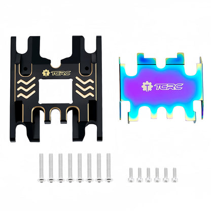 TCRC Brass High Precision CNC Machined Skid Plate with Colorful Stainless Steel Protection Plate for 1/18 TRX4M Defender Bronco F-150 High Trail Crawler Truck