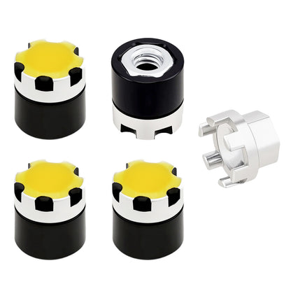 TCRC 4PCS Night Glow Color Fluorescent Green/Yellow Aluminum M4 Nut Wheel Rim Center Cap Manual Locking Hubs