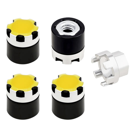 TCRC 4PCS Night Glow Color Fluorescent Green/Yellow Aluminum M4 Nut Wheel Rim Center Cap Manual Locking Hubs