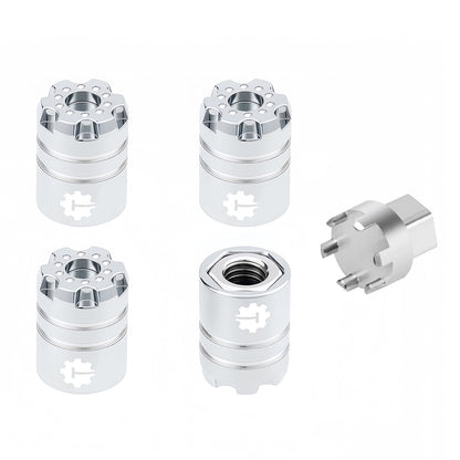TCRC 4PCS Aluminum M5 Nut Wheel Rim Center Cap Manual Locking Hubs for Axial 1/8 AXP8 Gilamon Trail Buggy