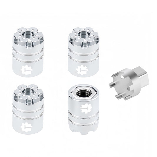 TCRC 4PCS Aluminum M5 Nut Wheel Rim Center Cap Manual Locking Hubs for Axial 1/8 AXP8 Gilamon Trail Buggy
