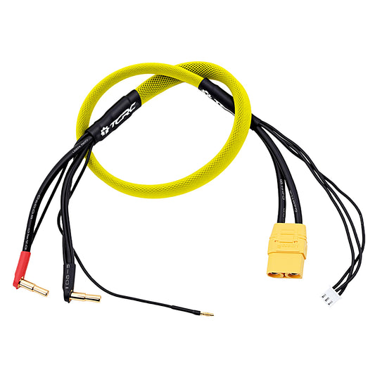 TCRC 1pc 600mm 2S XT90 Lipo Battery Charging / Balance Cable Leads with 4mm/5mm Bullet Connector