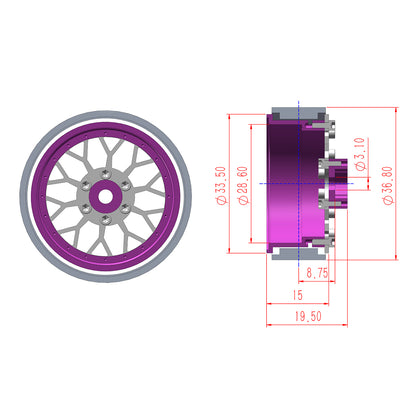 TCRC 4PCS Grade 5 Titanium Wheel Face Aluminum 1.3 Inch Wheels Hubs